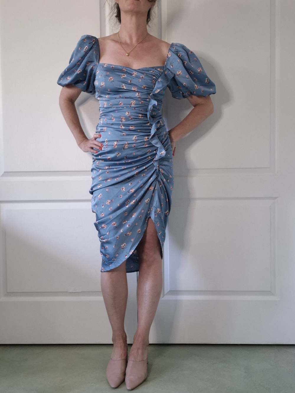 ASTR The Label Floral Party Dress | Puffed Sleeves & Asym Hem | Size M